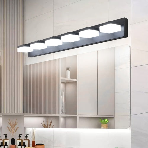 Modern 6-Light Black LED Makeup Mirror Vanity Light