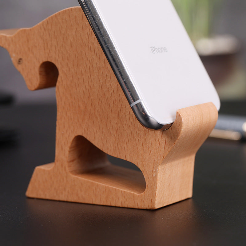Creative Beech Wood Lazy Phone Holder With Coin Slot