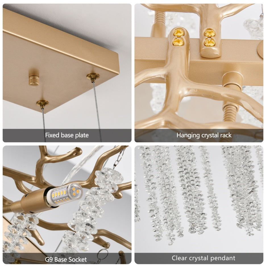 39 Inch Modern Gold Crystal Pendant Light Luxury Chandelier