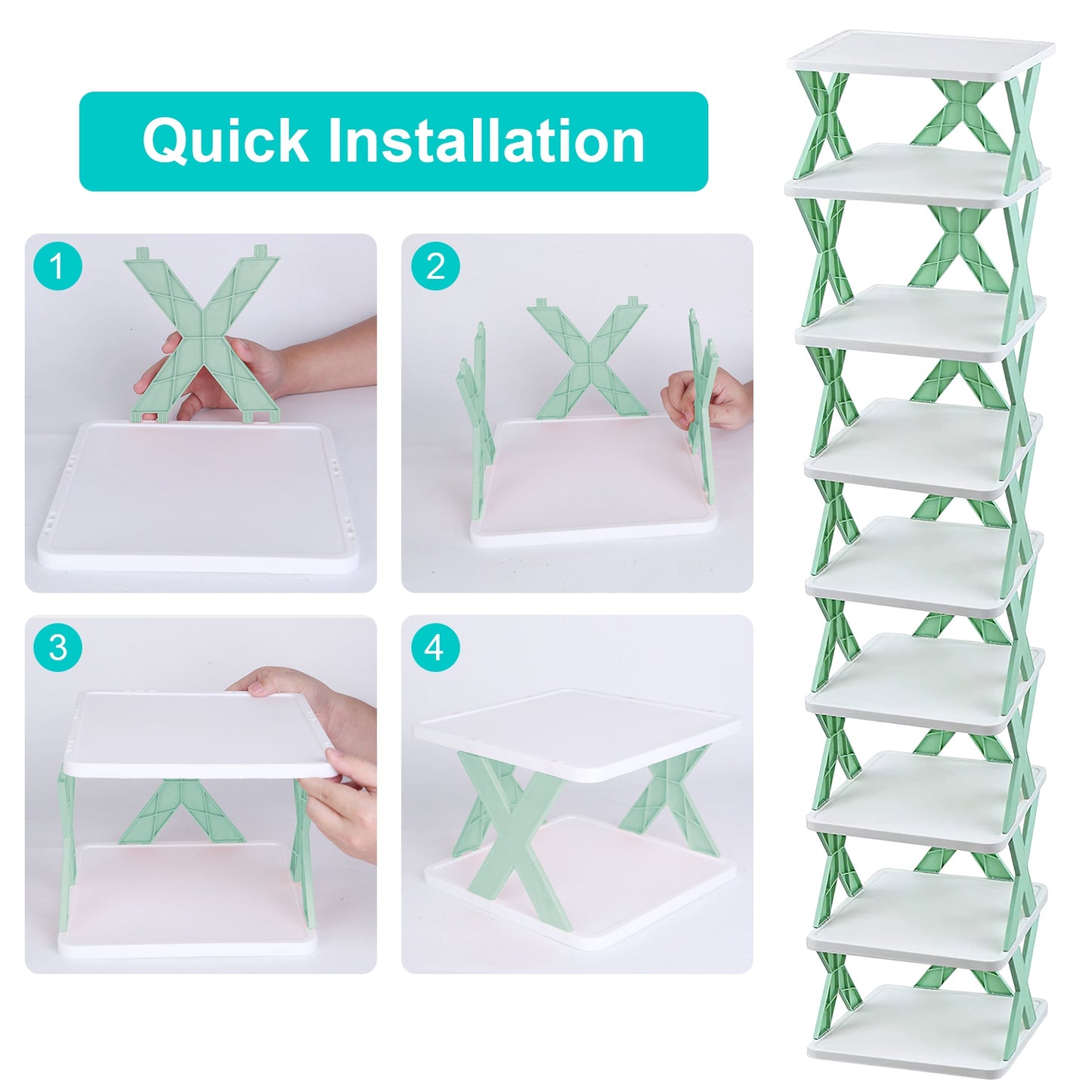 9-Tier Narrow Entryway Shoe Rack – Vertical Plastic Shoe Organizer, Space-Saving Free-Standing Shelf