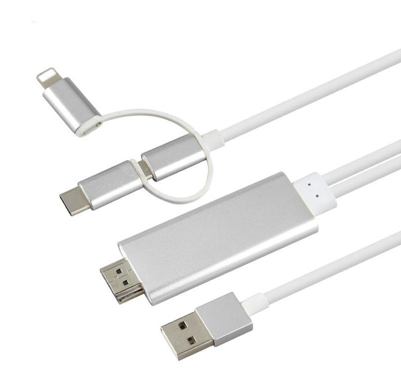Type-C to HDMI 3-in-1 Mobile Phone Projection Cable | HD Screen Mirroring Adapter