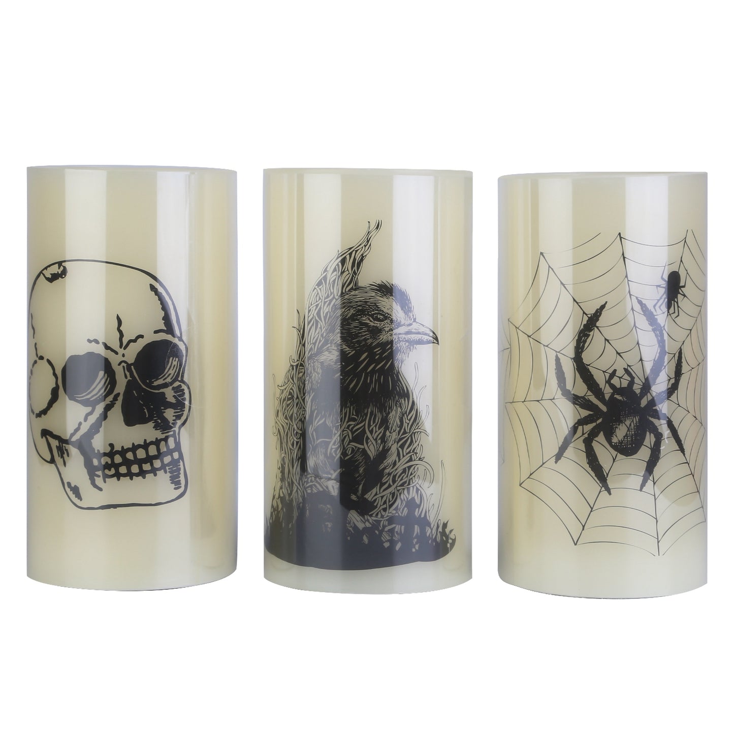 3-Pack Halloween Flameless Candles – Battery Operated Warm Orange LED with Timer