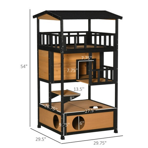 Wooden Outdoor Cat House – Weatherproof Shelter for Cats & Kittens