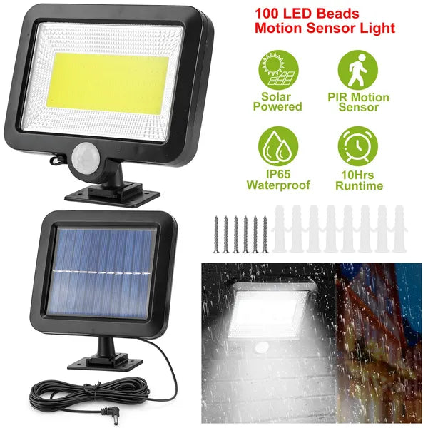Solar 100 LED Outdoor Wall Light With Motion Sensor IP65