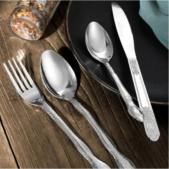 Deluxe Premium Stainless Steel Cutlery Set – 4-Piece Flatware Service for Home
