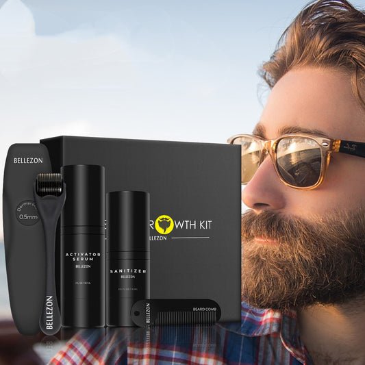 Premium Beard Growth Liquid & Beard Care Set for Thicker, Fuller Beard