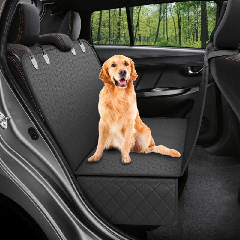 Dog Car Seat Cover & Pet Hammock – Rear Seat Protector with Mesh Window, Zipper & Storage Pocket for Travel