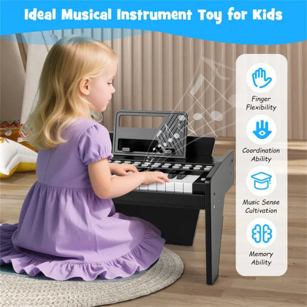 25 Keys Mini Digital Piano for Kids – Lighted Teaching Mode with 6 Tones & 15 Demo Songs