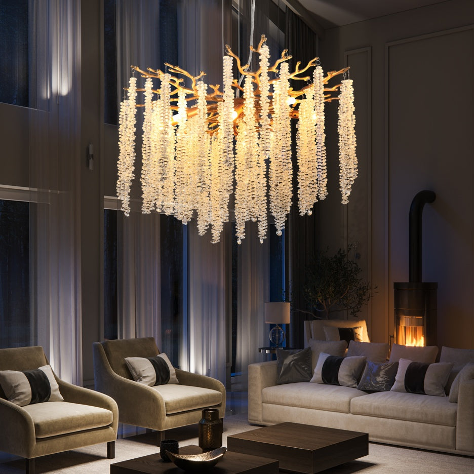 24 Inch Modern Gold Crystal Pendant Light Luxury Ceiling Chandelier