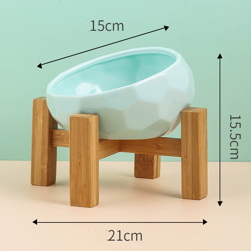 Ceramic Cat & Dog Bowl with Oblique Tilted Mouth – Anti-Spill Pet Feeding Bowl