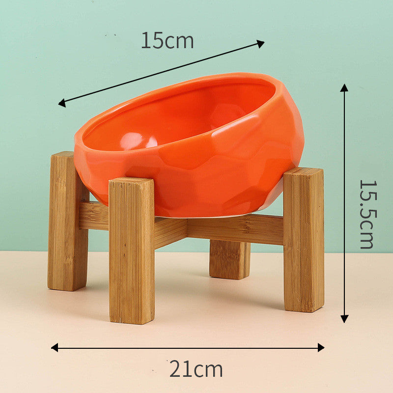 Ceramic Cat & Dog Bowl with Oblique Tilted Mouth – Anti-Spill Pet Feeding Bowl