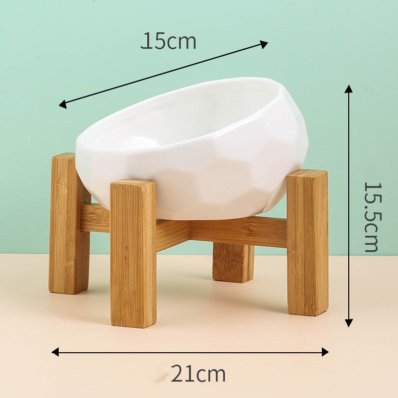 Ceramic Cat & Dog Bowl with Oblique Tilted Mouth – Anti-Spill Pet Feeding Bowl
