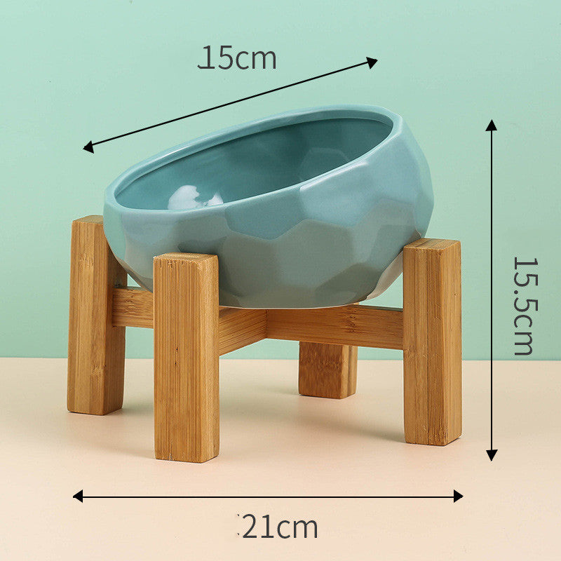 Ceramic Cat & Dog Bowl with Oblique Tilted Mouth – Anti-Spill Pet Feeding Bowl