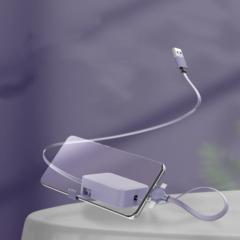 4-in-1 Retractable Macaron USB Cable With Phone Stand