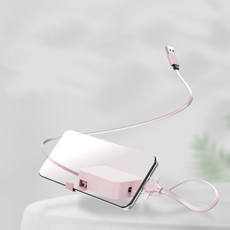 4-in-1 Retractable Macaron USB Cable With Phone Stand