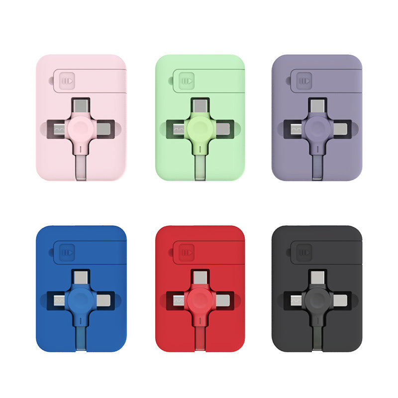 4-in-1 Retractable Macaron USB Cable With Phone Stand