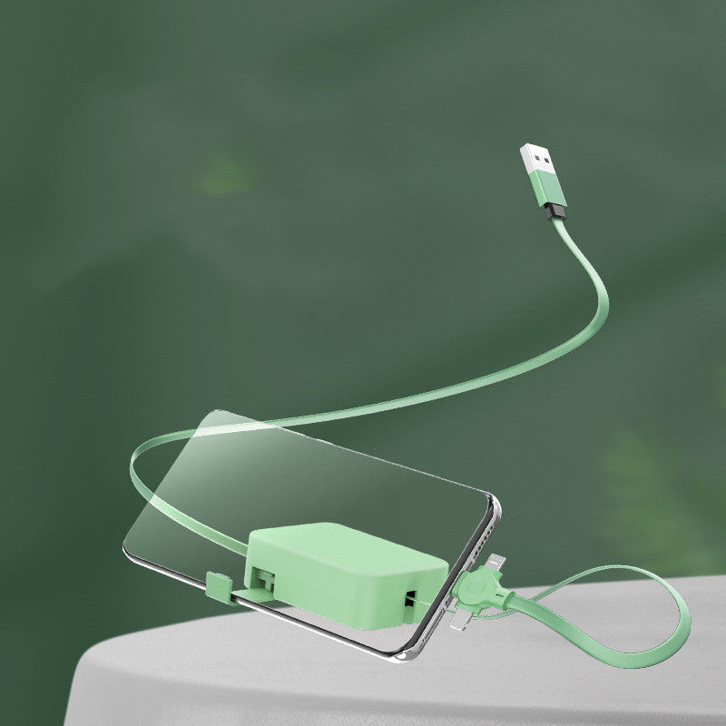 4-in-1 Retractable Macaron USB Cable With Phone Stand