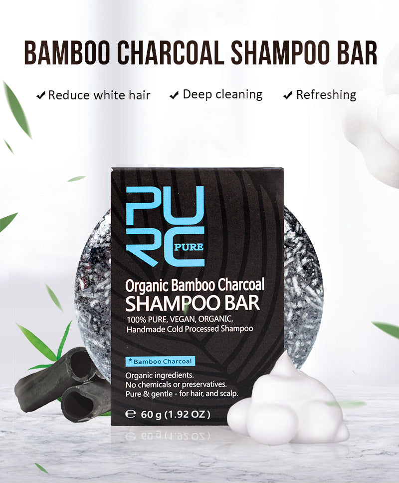 Handmade Bamboo Charcoal Shampoo Bar – Natural Soap-Free Hair Cleanser