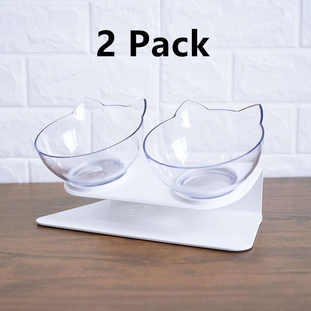 Ergonomic Cat Double Bowl | Elevated Food & Water Dish for Neck Protection