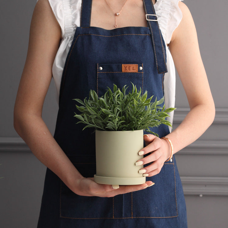 Nordic Industrial Ceramic Flowerpot – Colorful Succulent Planter with Drainage Tray