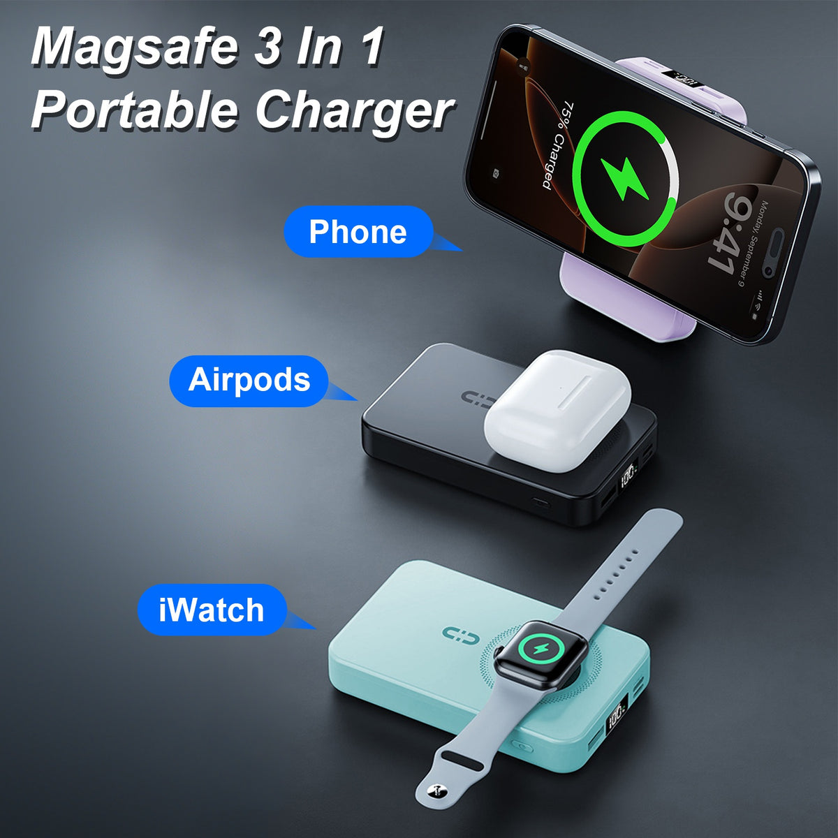 10000mAh power bank for compatible iPhone