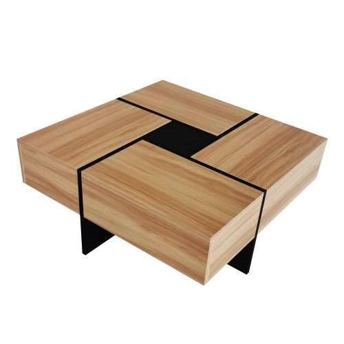 Unique Design Coffee Table – 4 Hidden Storage Compartment Living Room Table