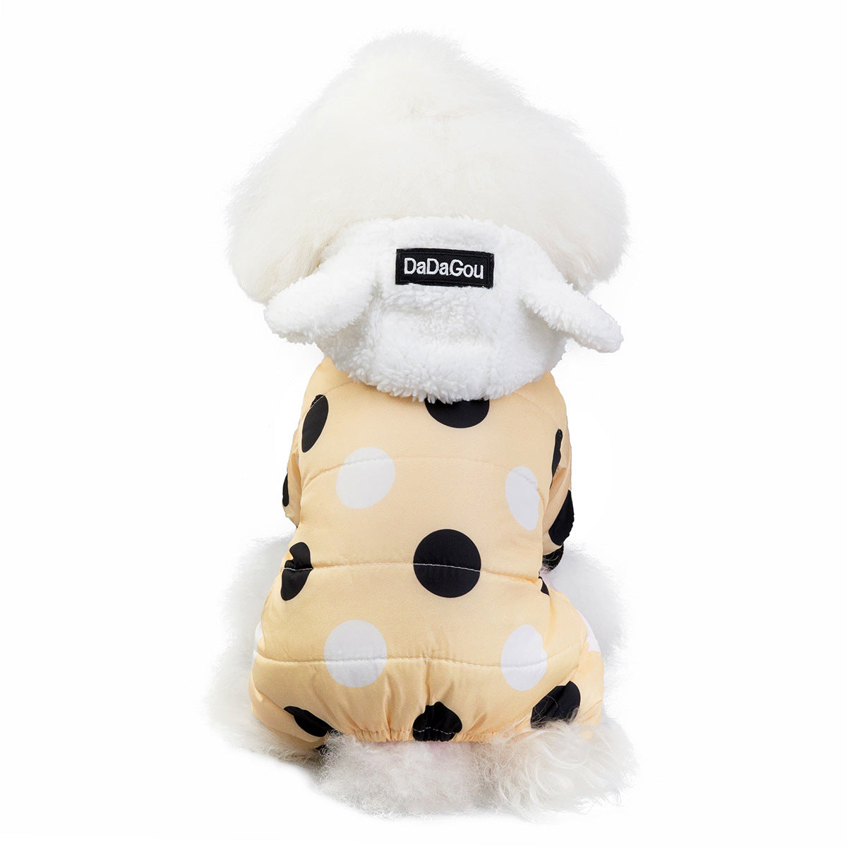 Warm Cotton Dog Coat – Big Polka Dot Four-Leg Winter Jacket for Pets