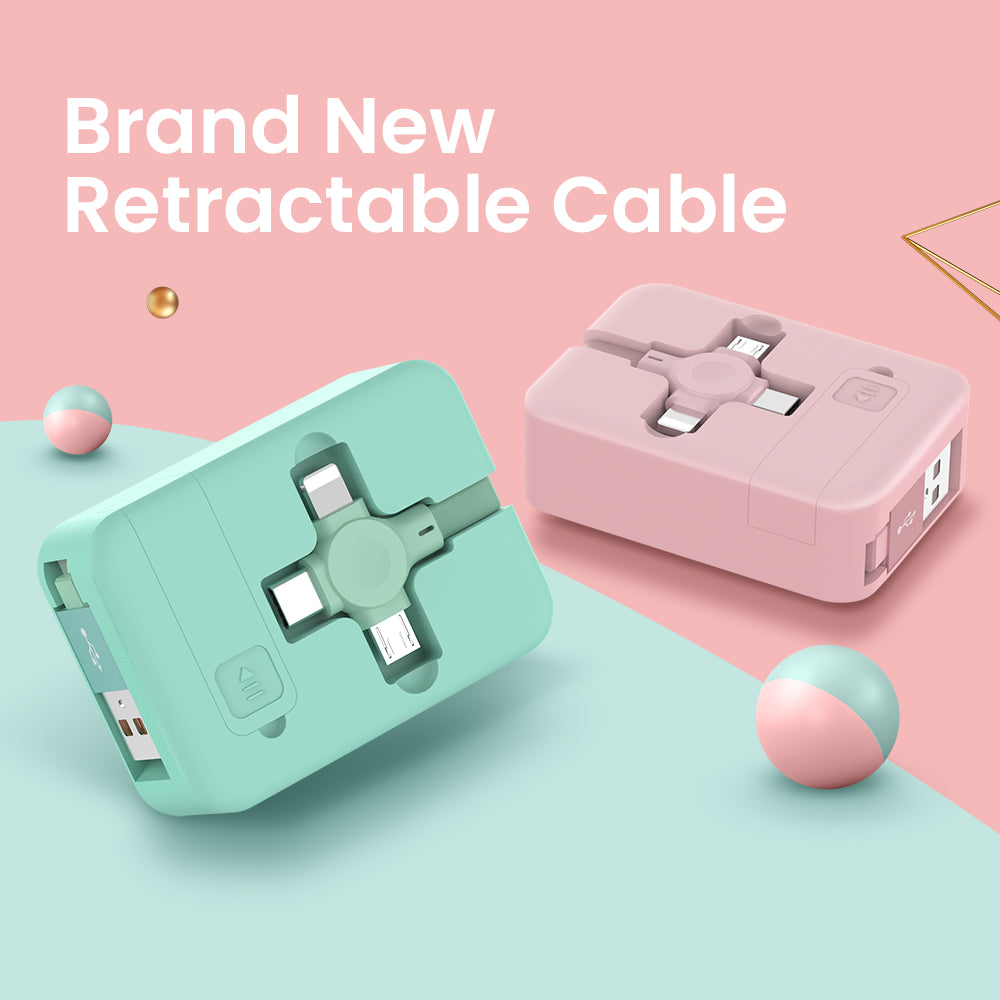 4-in-1 Retractable Macaron USB Cable With Phone Stand