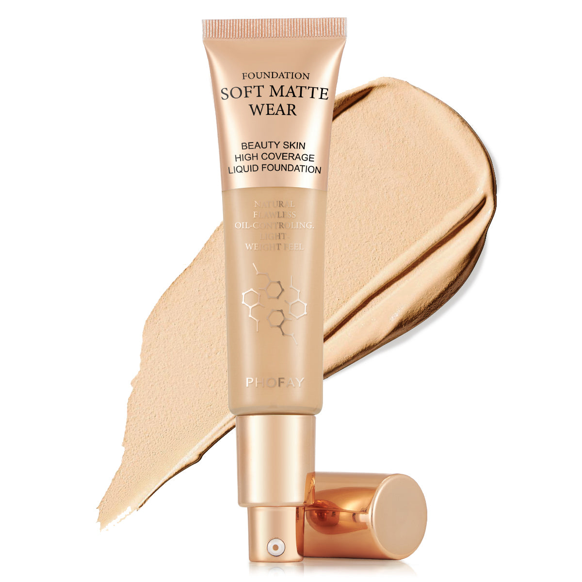 PHOFAY Full Coverage Liquid Foundation – Long-Lasting Matte, Smooth Finish