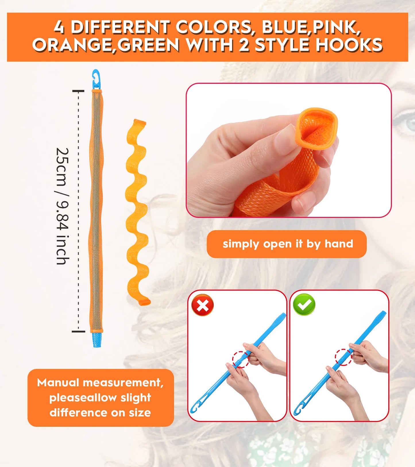 30PCS Heatless Hair Curlers – 6-Color Wave Curl Styling Kit With Hooks