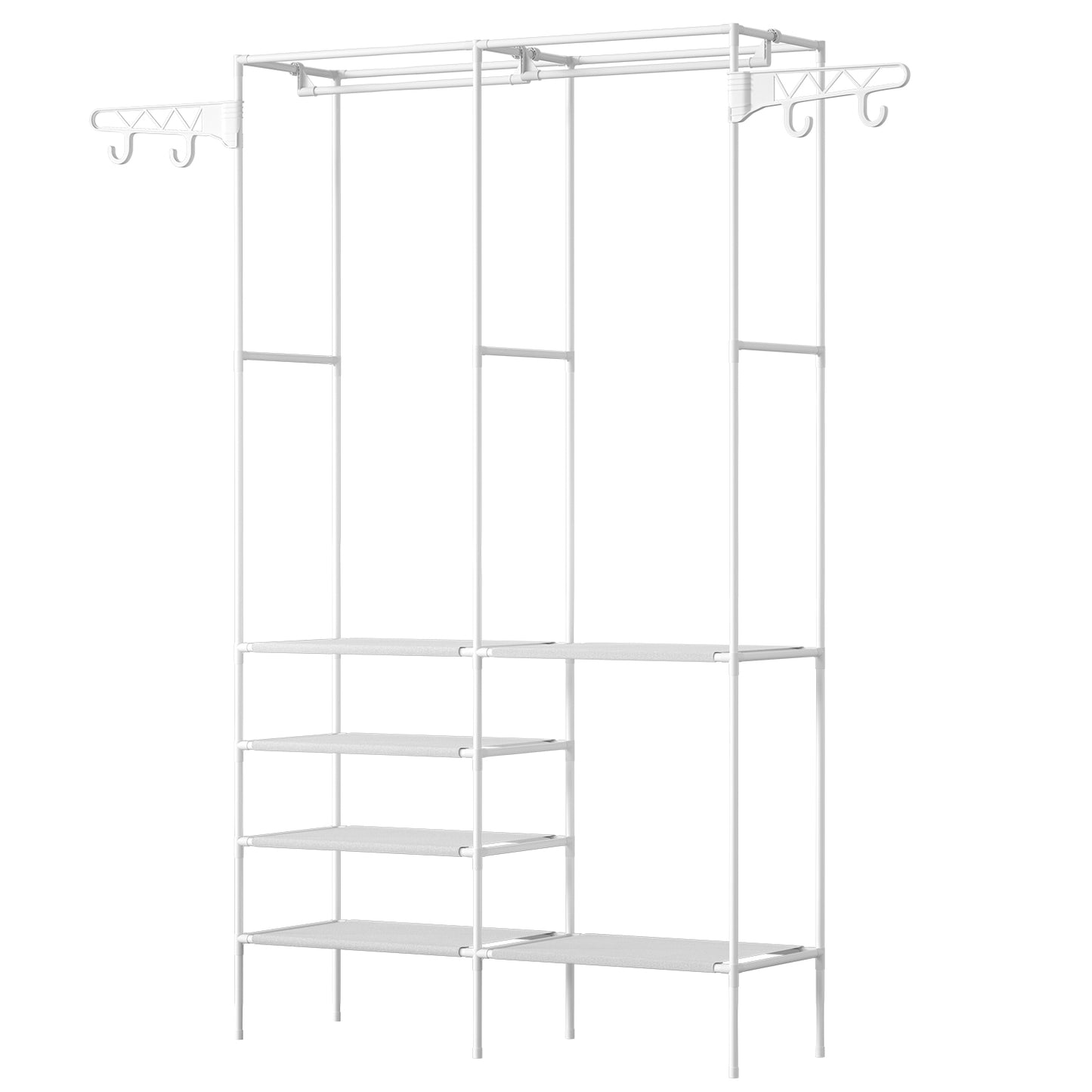 Metal Garment Rack – Freestanding Clothes & Shoe Organizer with Shelves