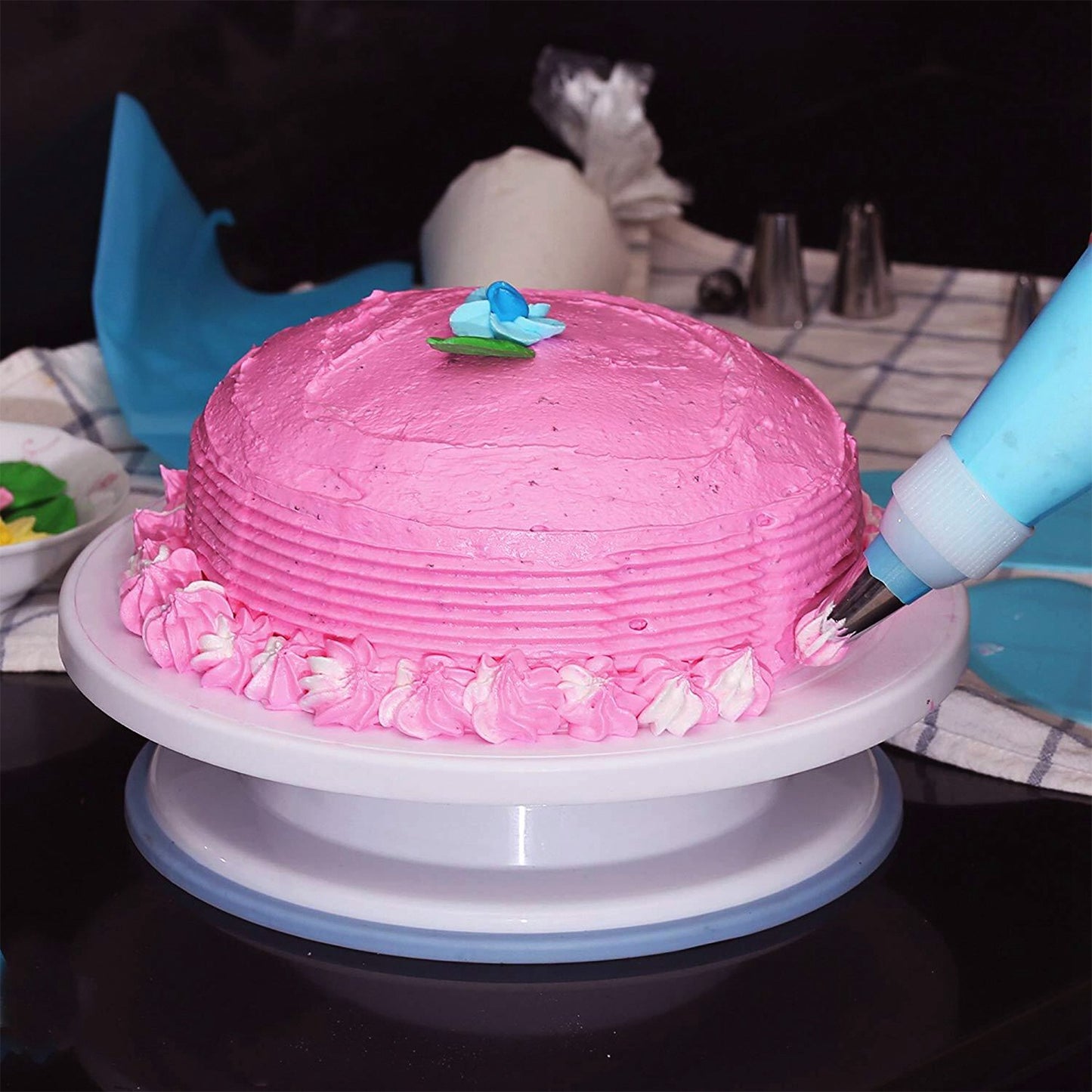 11in Rotating Cake Turntable with 108-Piece Decorating Kit