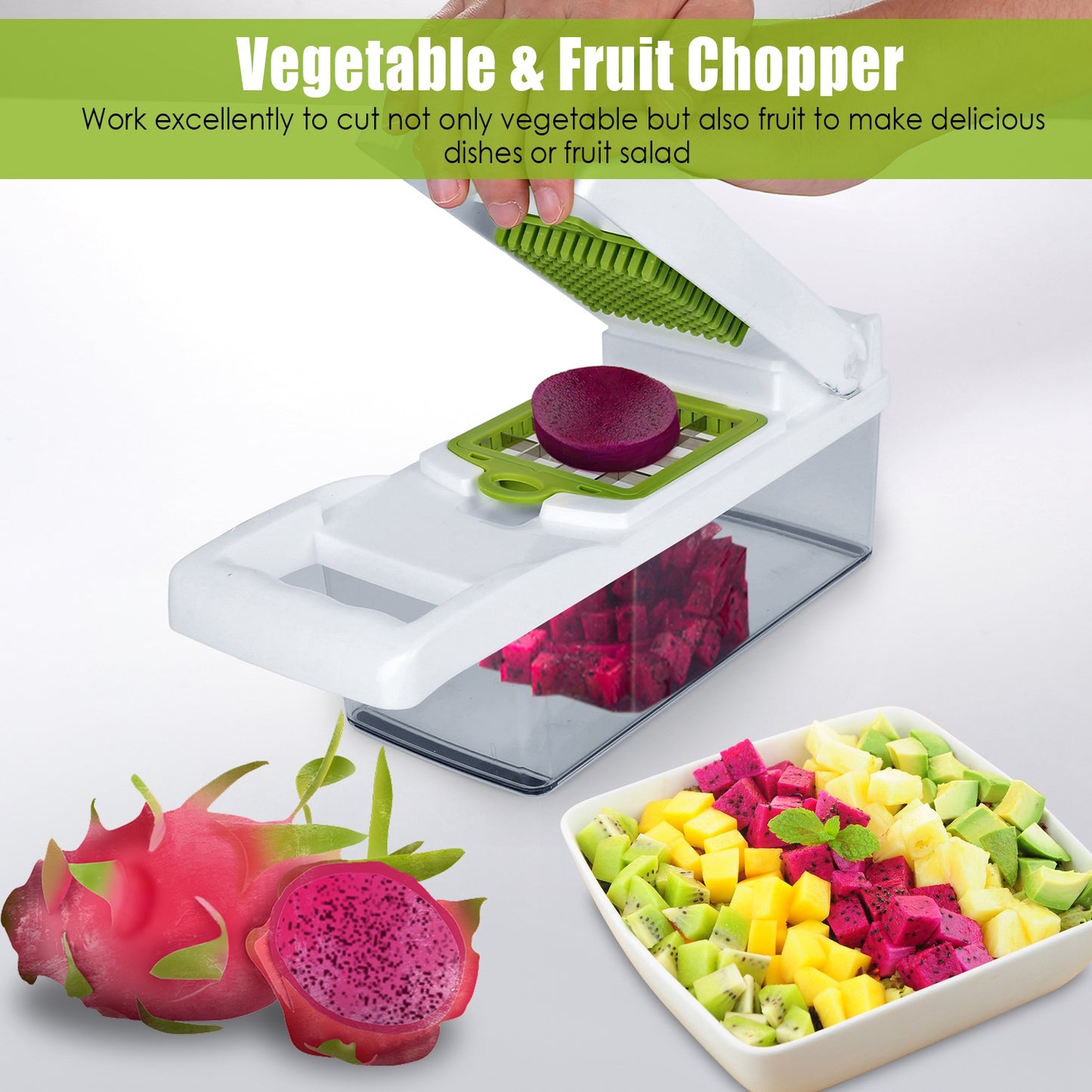 12-in-1 Vegetable Chopper Set with Container – Slicer, Dicer, Grater & Peeler