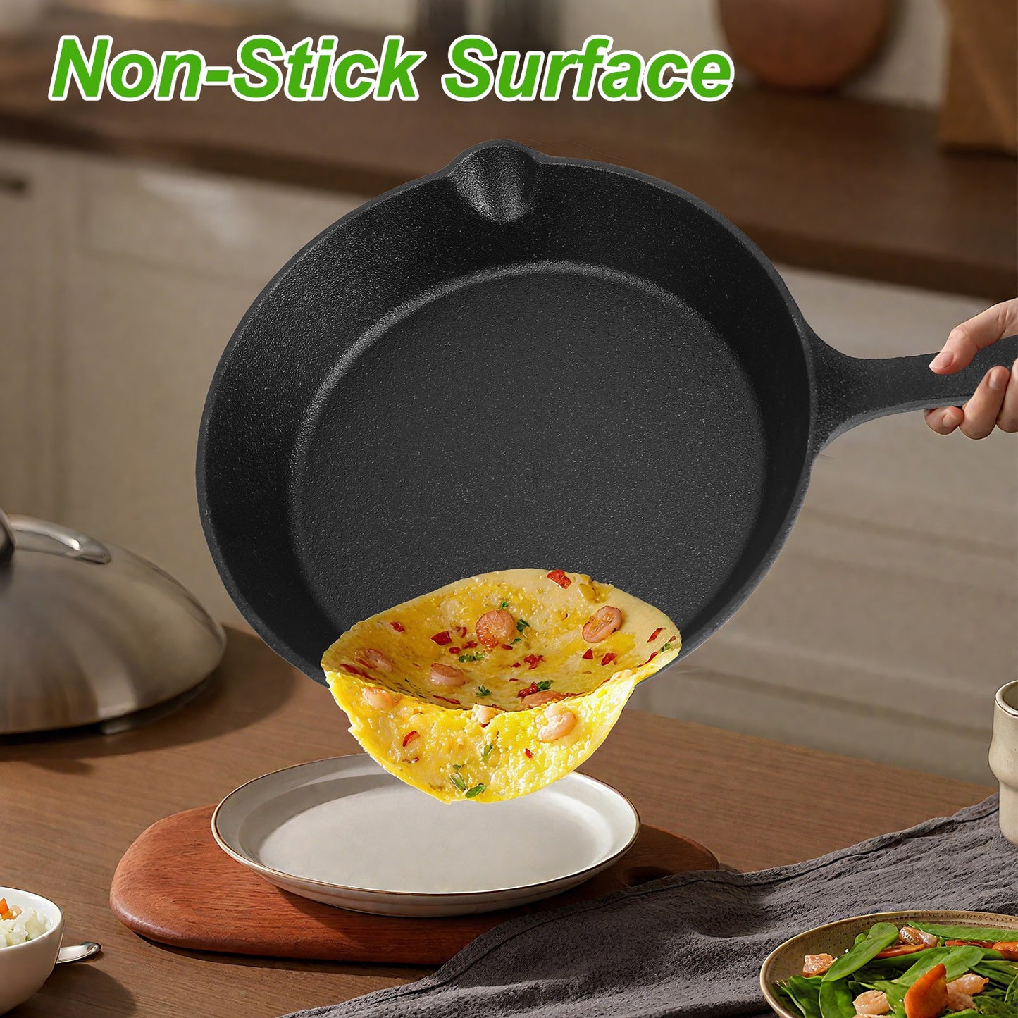 3-Piece Pre-Seasoned Cast Iron Skillet Set – 6in, 8in, 10in Frying Pans