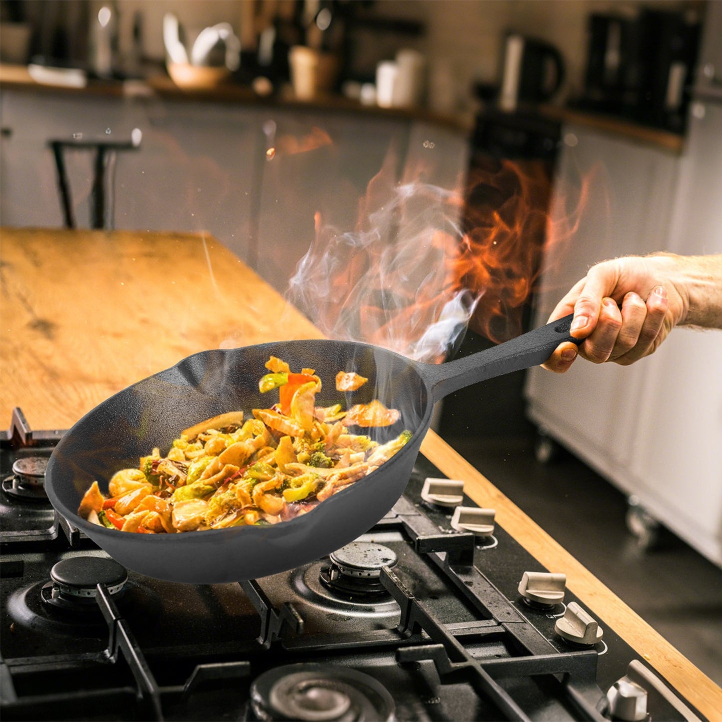 3-Piece Pre-Seasoned Cast Iron Skillet Set – 6in, 8in, 10in Frying Pans