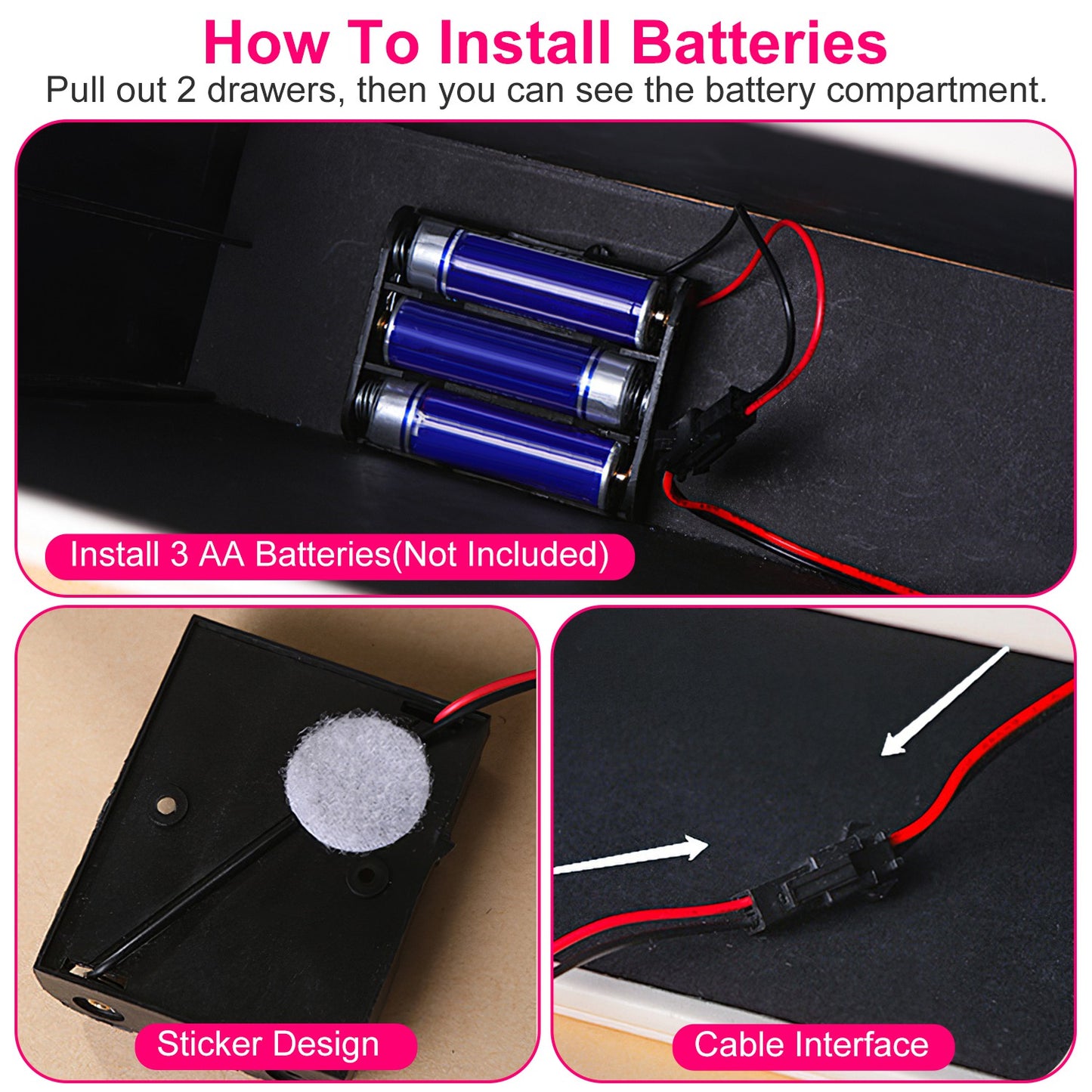 LED Jewelry Box with 3-Layer Organizer & Dimmable Mirror