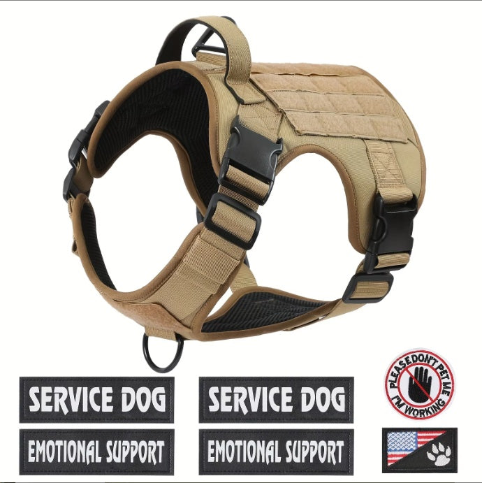 “Hiphoppet Tactical Dog Harness – Adjustable, Reflective, No-Pull Vest for Large Dogs with Metal Buckle”