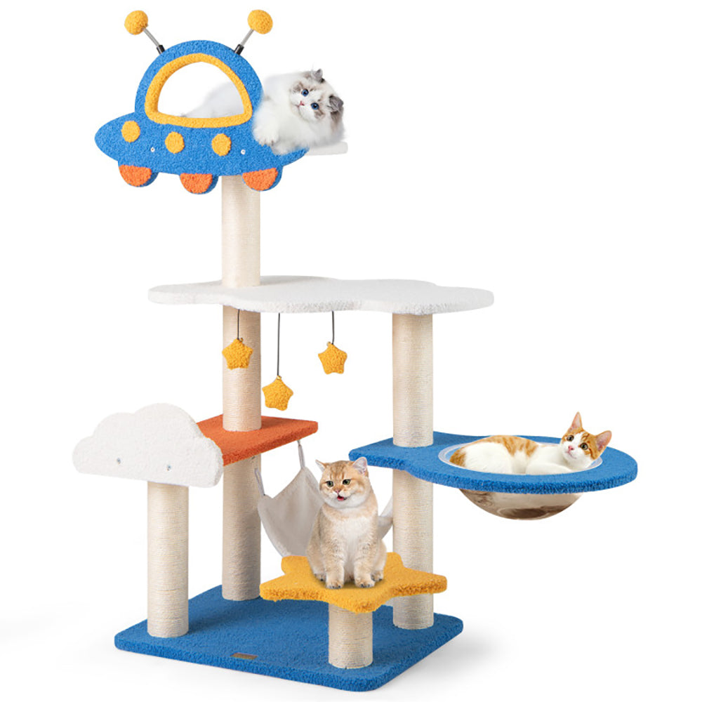 49″ Cat Tree with UFO Perch – Space Capsule Condo & Sisal Scratching Posts