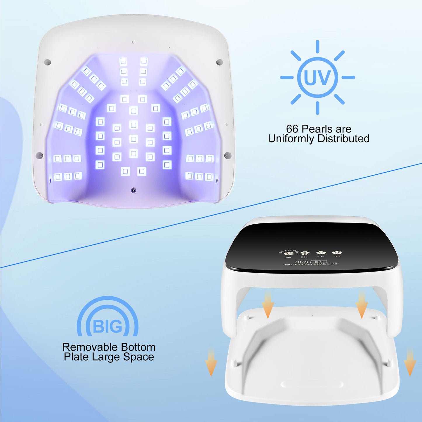 Professional Cordless UV LED Nail Lamp With 66 Beads & Auto Sensor