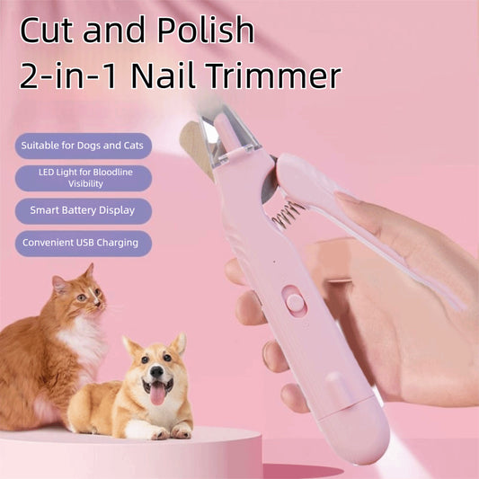 2-in-1 Pet Nail Clippers with LED Light – Dog & Cat Paw Trimmer with Safety Blood Guard
