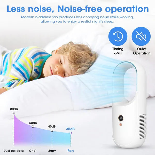 Portable Bladeless Desk Fan Rechargeable 6-Speed Personal Cooling Fan