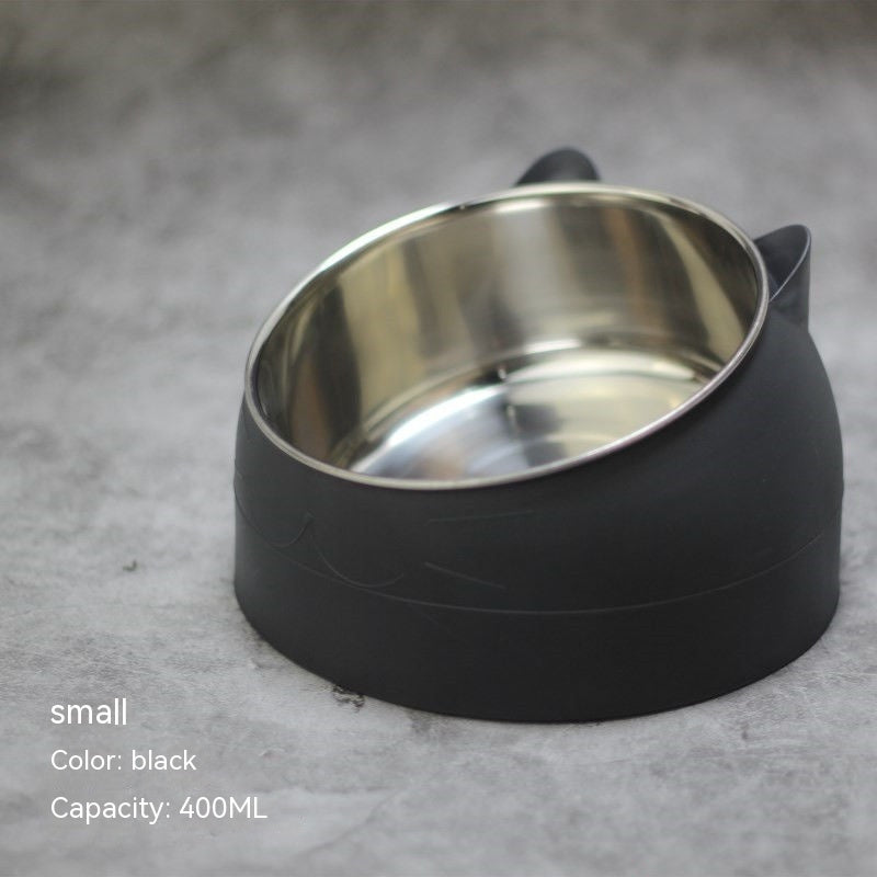 Stainless Steel Elevated Double Dog Bowl – Cervical Protection, Slanted Design for Food & Water