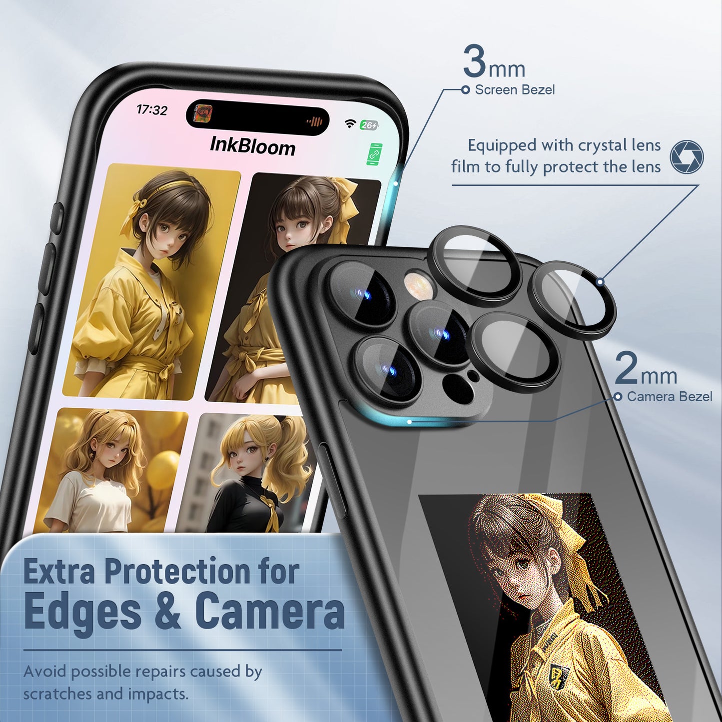 iPhone 15 Pro Max NFC Ink Screen Flip Custom DIY Case