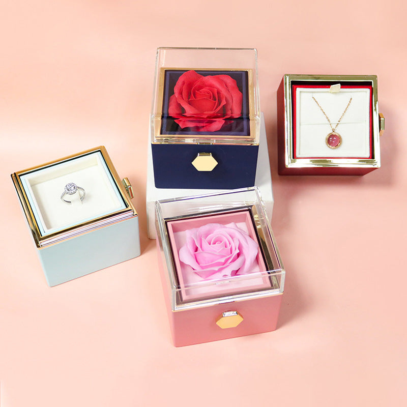 Rotating Soap Flower Rose Gift Box – Creative Jewelry & Valentine’s Day Gift for Women