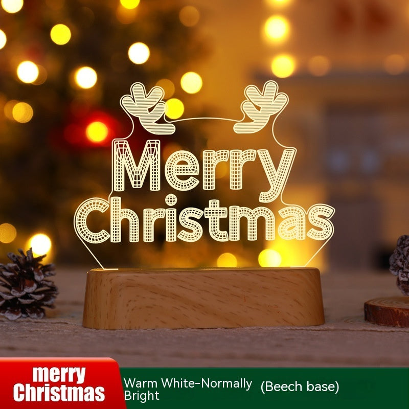 3D Acrylic LED Christmas Lamp – USB Night Light for Kids, New Year & Valentine’s Day Decoration, Holiday Gift Ornament
