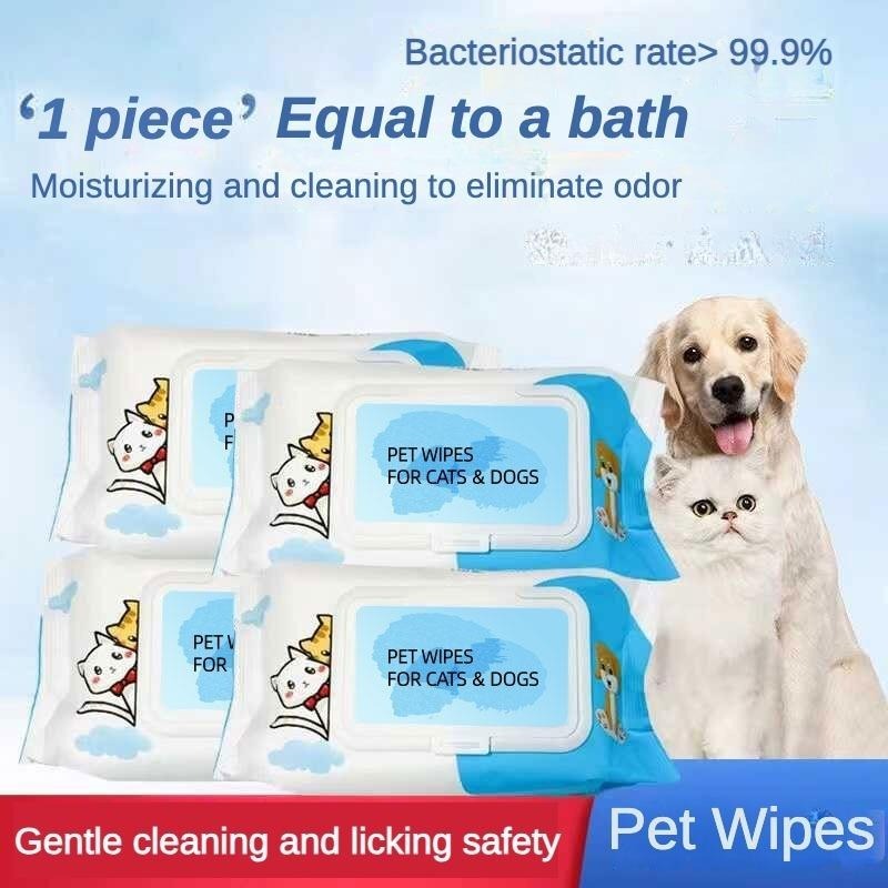 Plant-Based Pet Wipes for Dogs & Cats – Unscented Paw, Ear, Eye & Butt Wipes, Cleaning & Deodorizing
