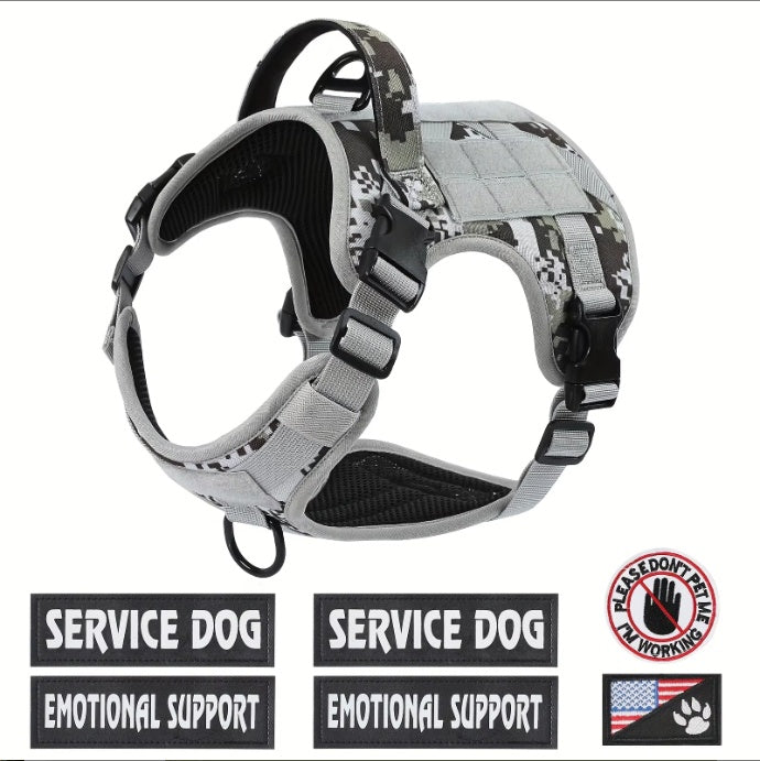 “Hiphoppet Tactical Dog Harness – Adjustable, Reflective, No-Pull Vest for Large Dogs with Metal Buckle”