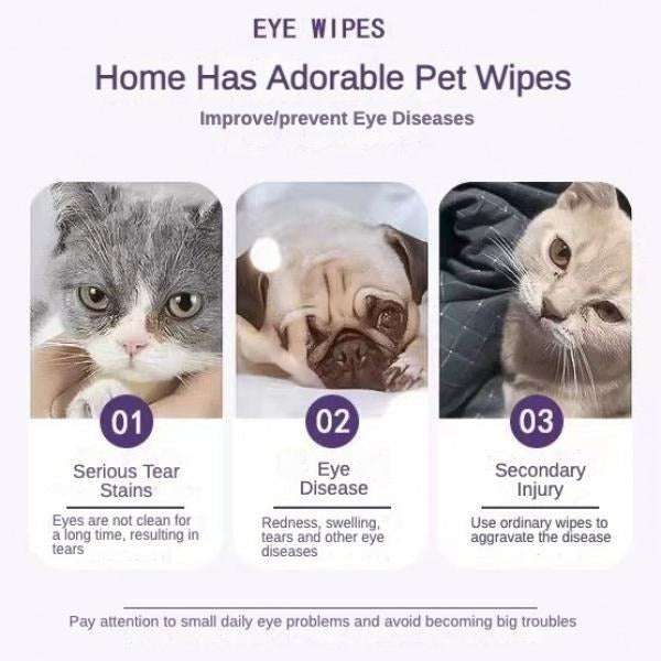 Pet Eye Wipes – 200 Gentle Wipes for Dogs & Cats | Tear Stain & Eye Cleaning