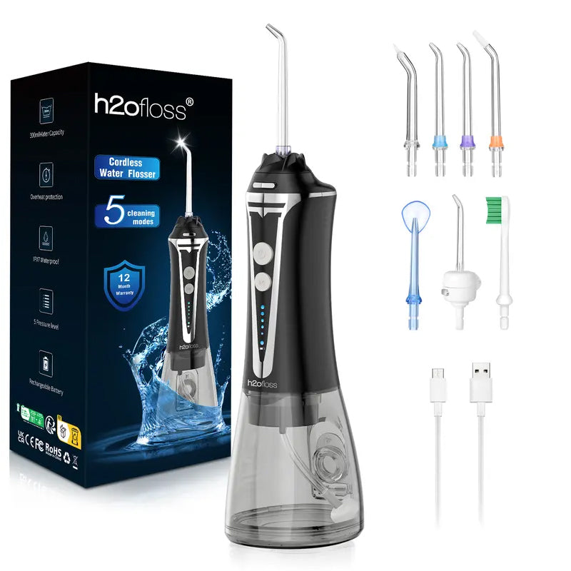 Portable Water Dental Flosser – 5 Modes Oral Irrigator Teeth Cleaner, IPX7 Waterproof Rechargeable