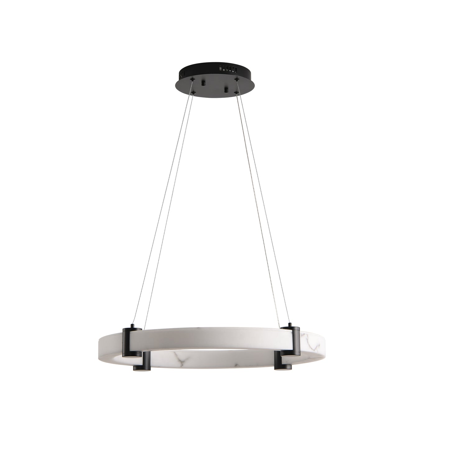 Modern LED Ring Pendant Light 24-Inch Marble Finish Chandelier
